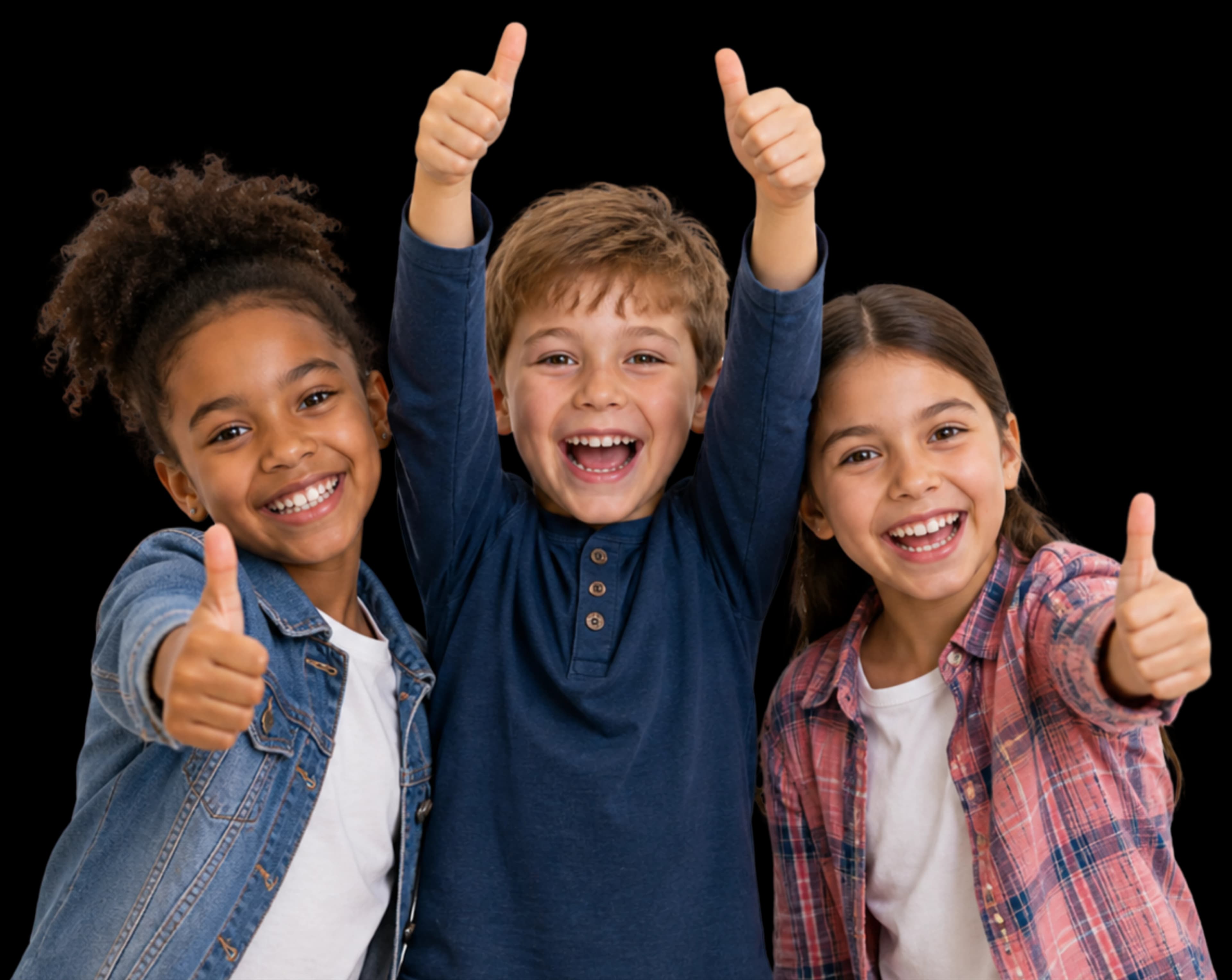 Happy kids excited for their free pizza party